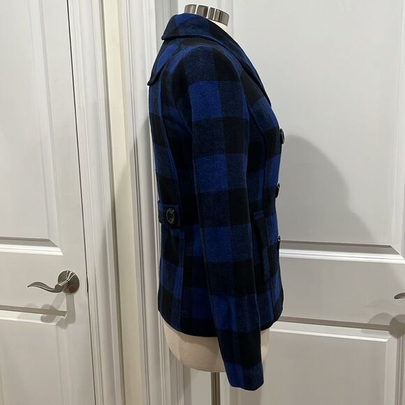 New! Rampage Blue & Black Plaid Peacoat Size Small NWT - Picture 4 of 16